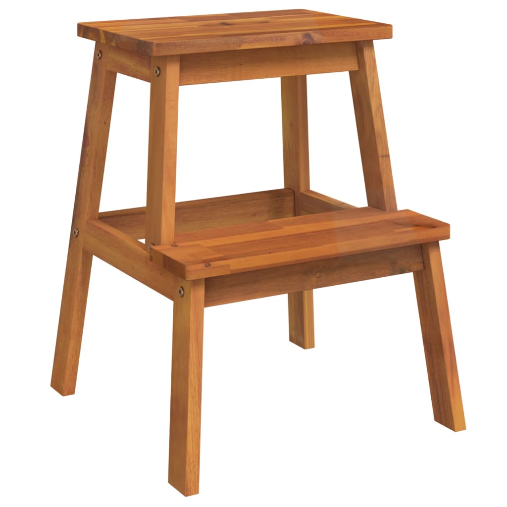 2 Step Stool 15.7&quot;X15&quot;X19.7&quot; Solid Wood Acacia