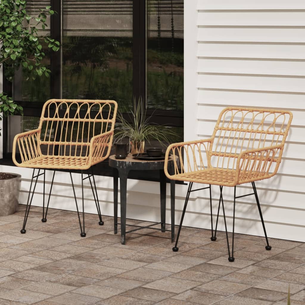 Patio Chairs 2 Pcs With Armrest 22&quot;X25.2&quot;X31.5&quot; Pe Rattan