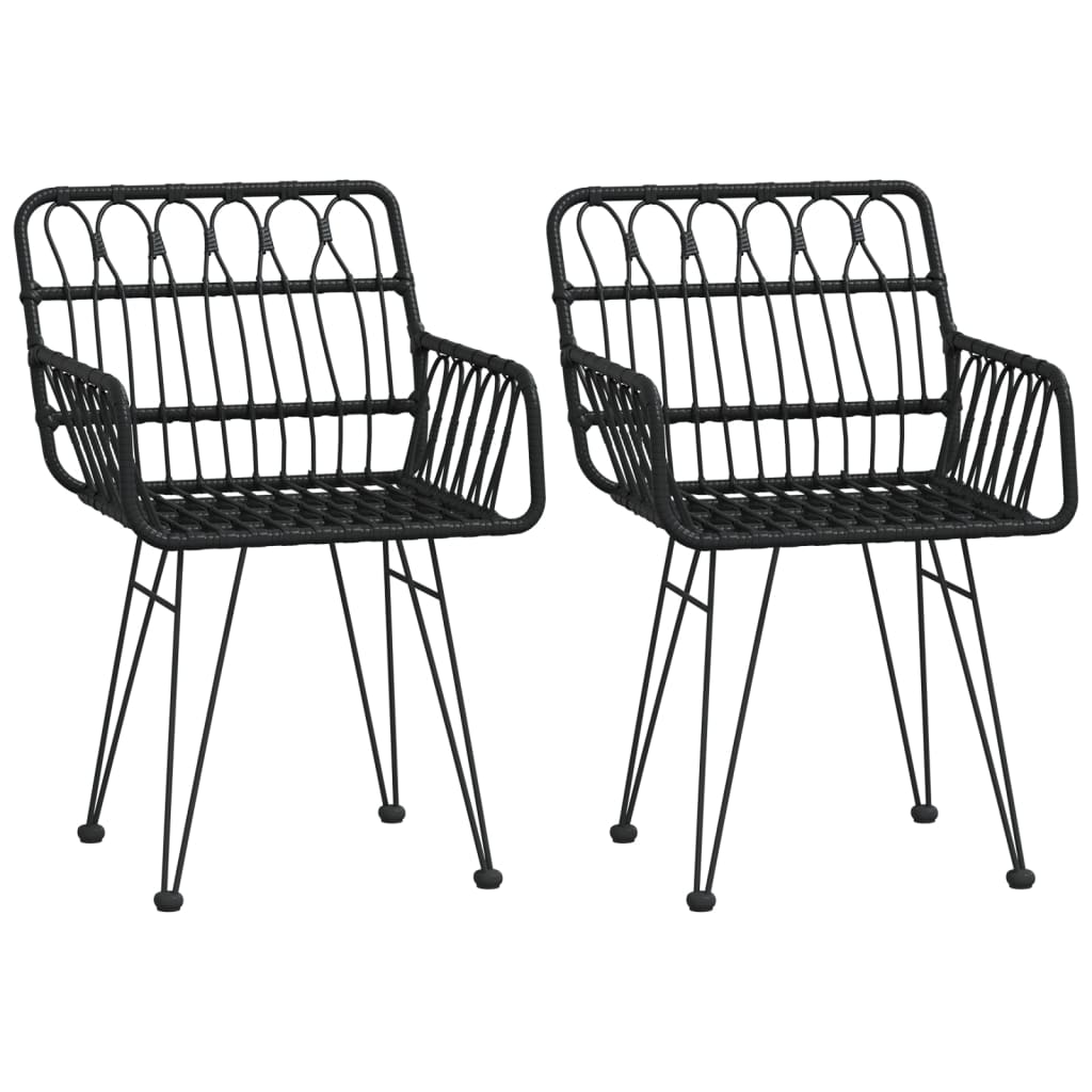 Patio Chairs 2 Pcs With Armrest 22&quot;X25.2&quot;X31.5&quot; Pe Rattan