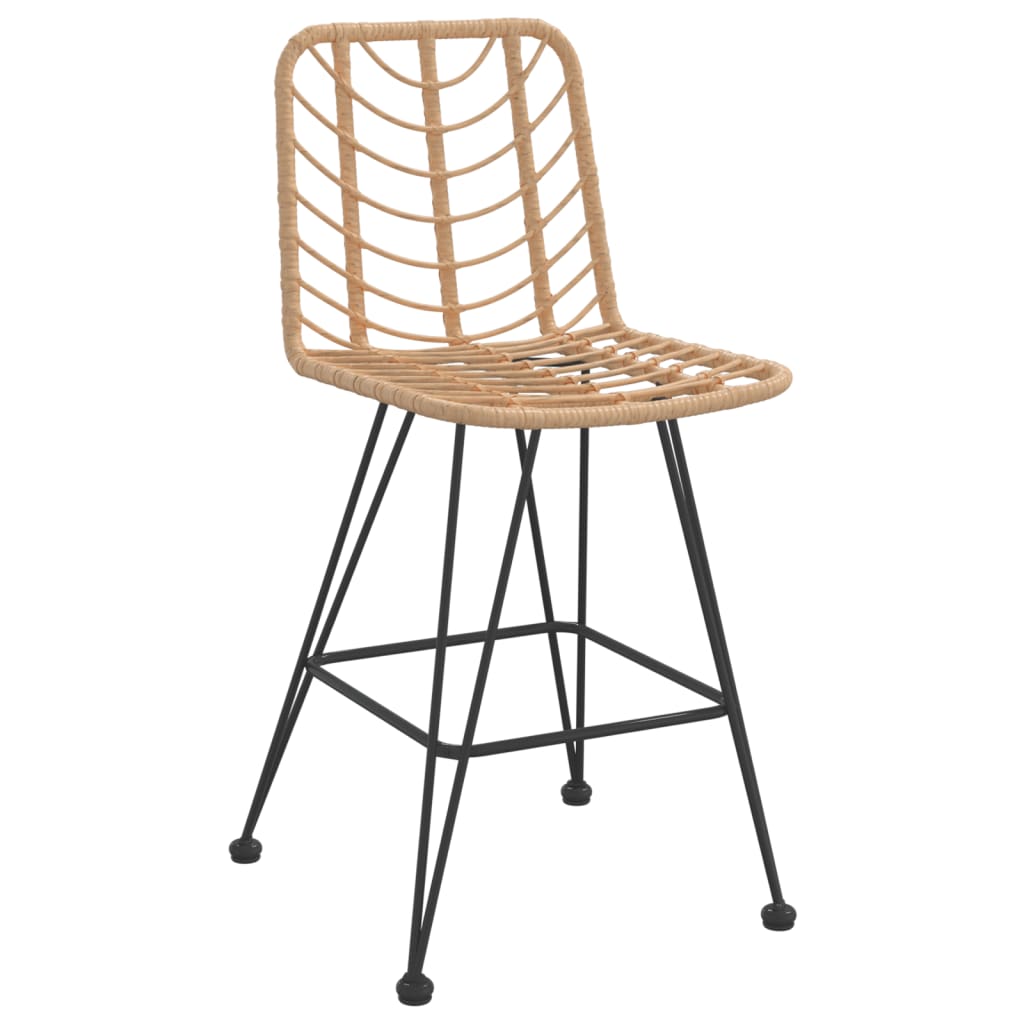 Bar Stools 2 Pcs 17.7&quot;X22&quot;X40.7&quot; Pe Rattan And Steel