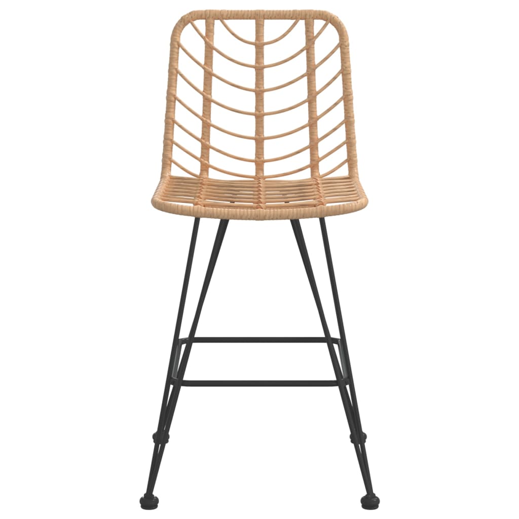 Bar Stools 2 Pcs 17.7&quot;X22&quot;X40.7&quot; Pe Rattan And Steel