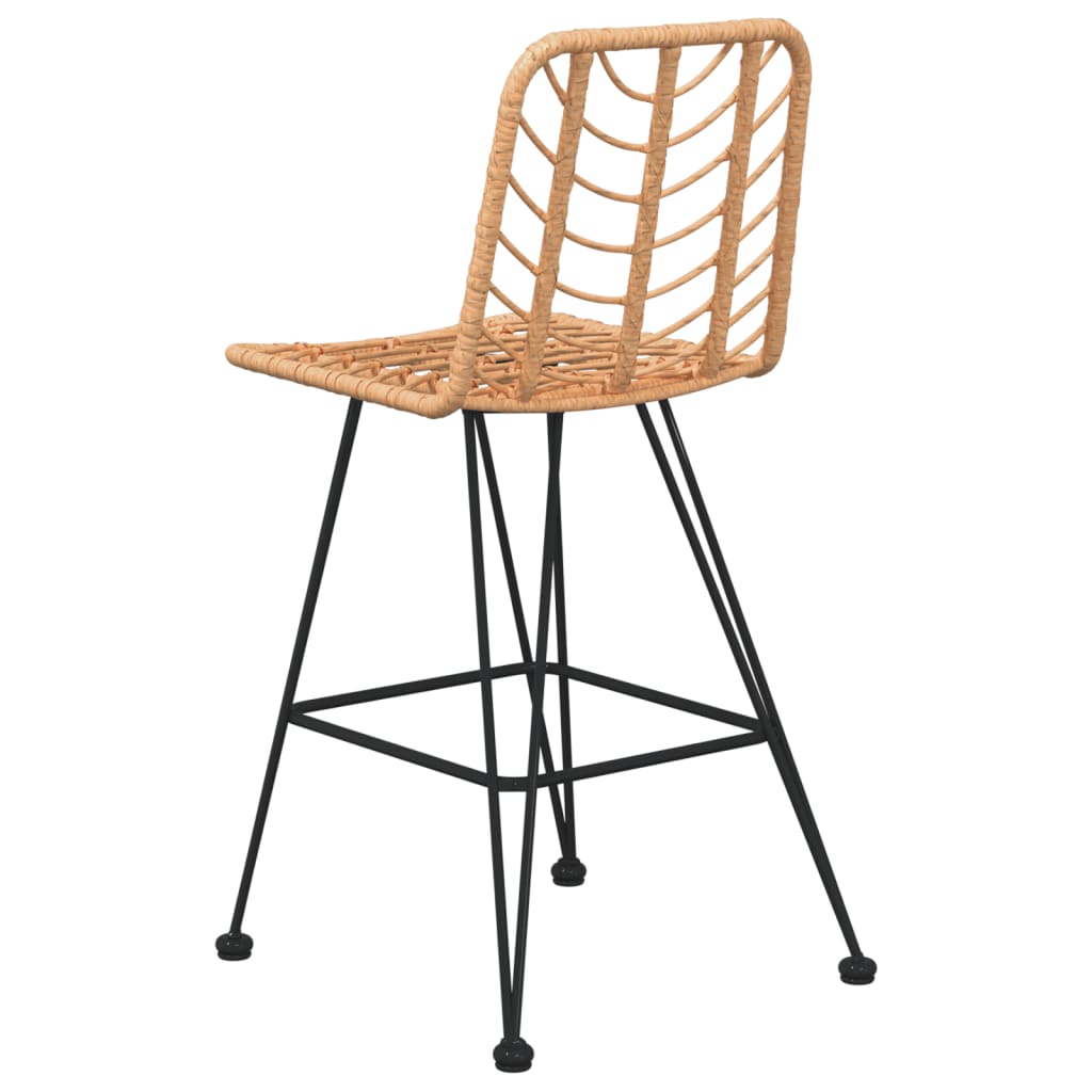 Bar Stools 2 Pcs 17.7&quot;X22&quot;X40.7&quot; Pe Rattan And Steel