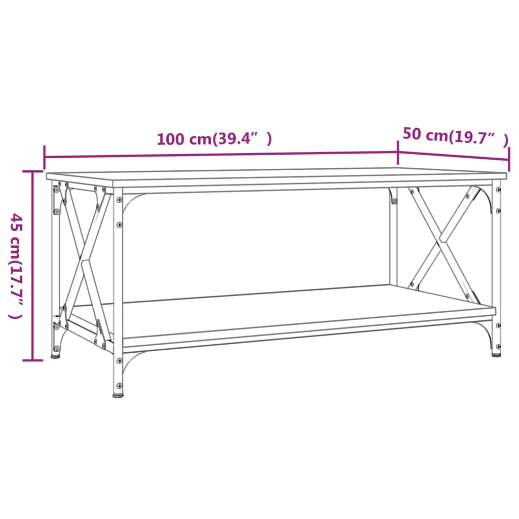 Coffee Table Xx17.7&quot; Engineered Wood And Iron