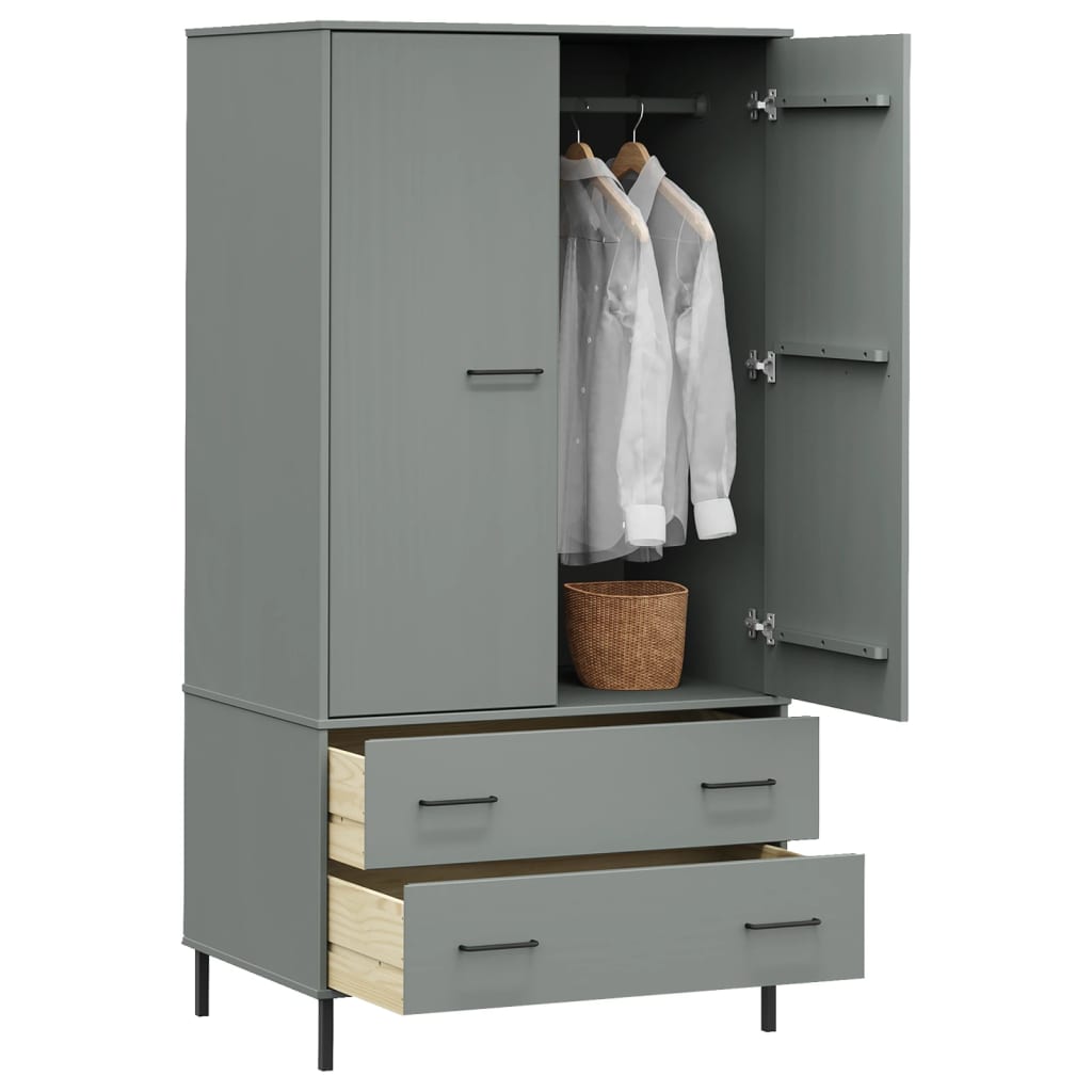 Wardrobe With Metal Legs 35.4&quot;X21.7&quot;X67.9&quot; Solid Wood Oslo