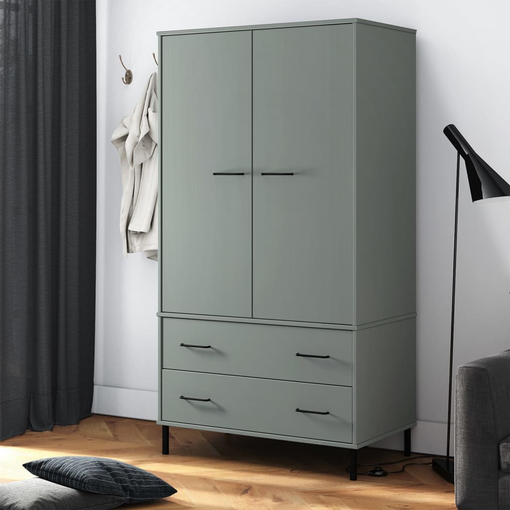 Wardrobe With Metal Legs 35.4&quot;X21.7&quot;X67.9&quot; Solid Wood Oslo