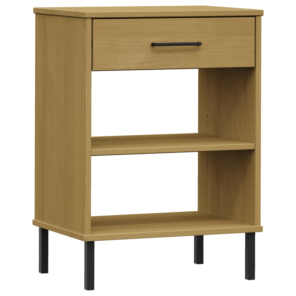 Console Cabinet With Metal Legs Solid Wood Pine Oslo