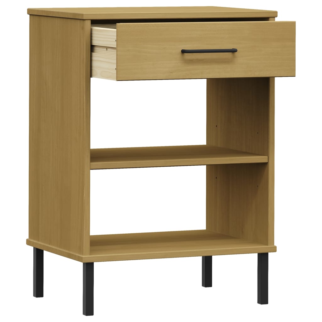 Console Cabinet With Metal Legs Solid Wood Pine Oslo