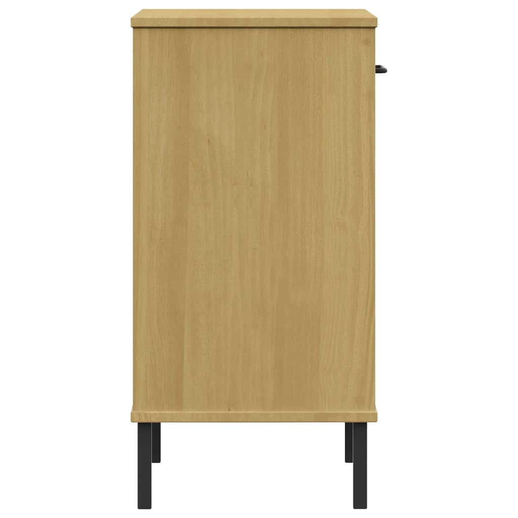 Console Cabinet With Metal Legs Solid Wood Pine Oslo