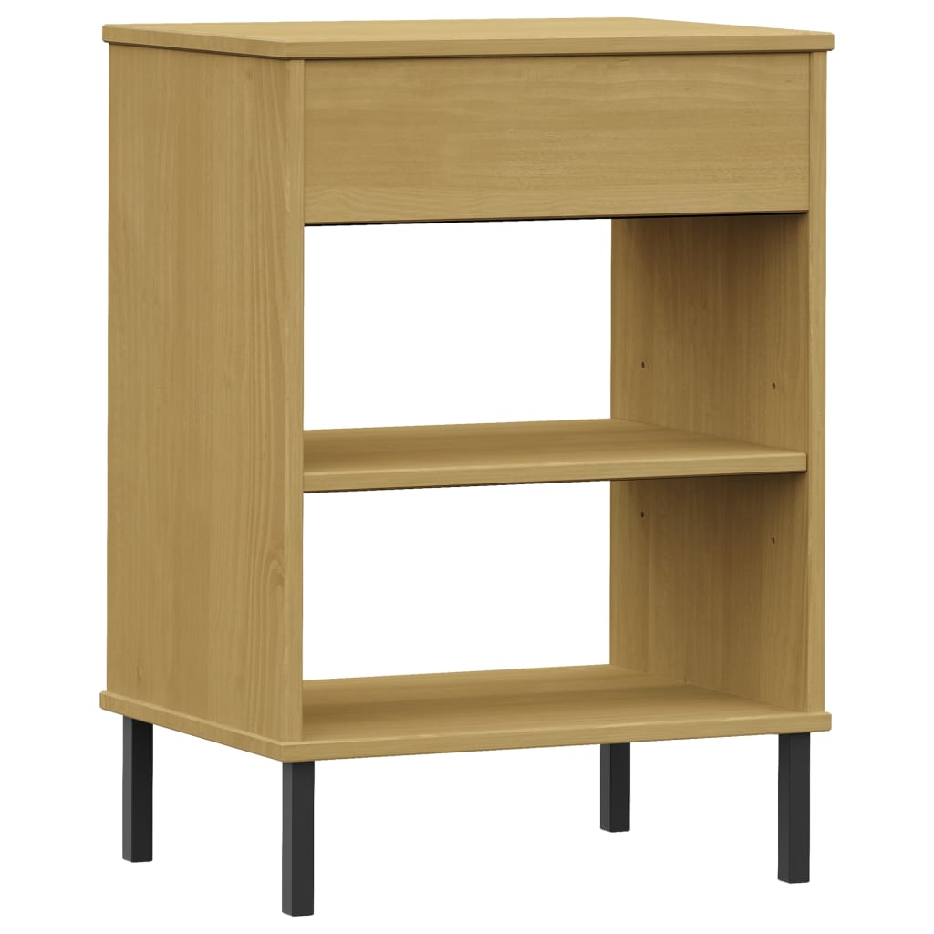 Console Cabinet With Metal Legs Solid Wood Pine Oslo