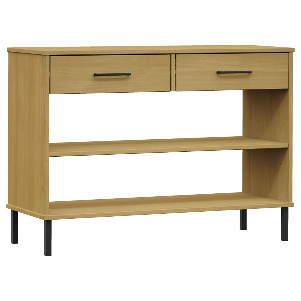 Console Cabinet With Metal Legs Solid Wood Pine Oslo