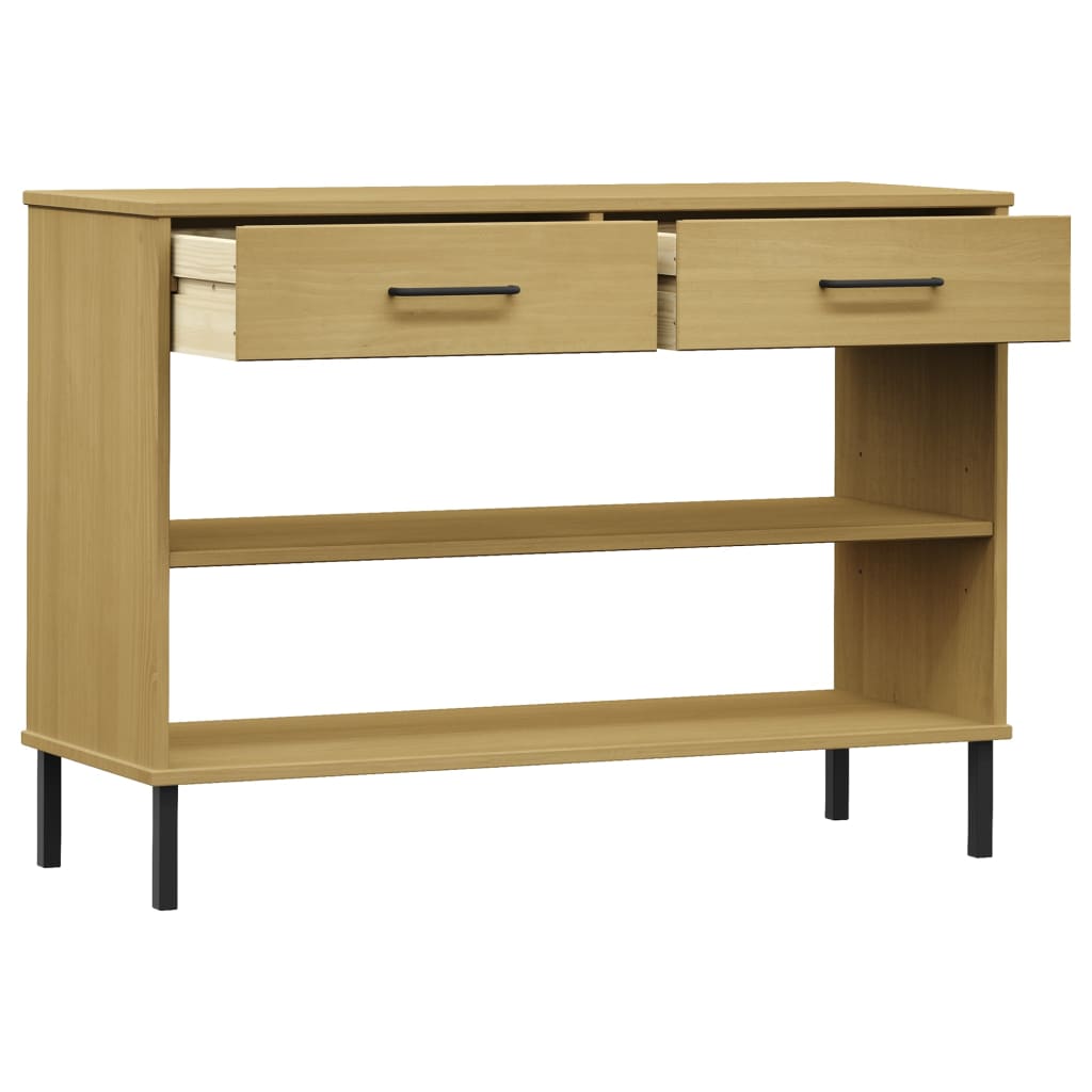 Console Cabinet With Metal Legs Solid Wood Pine Oslo