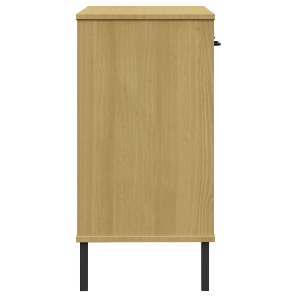 Console Cabinet With Metal Legs Solid Wood Pine Oslo