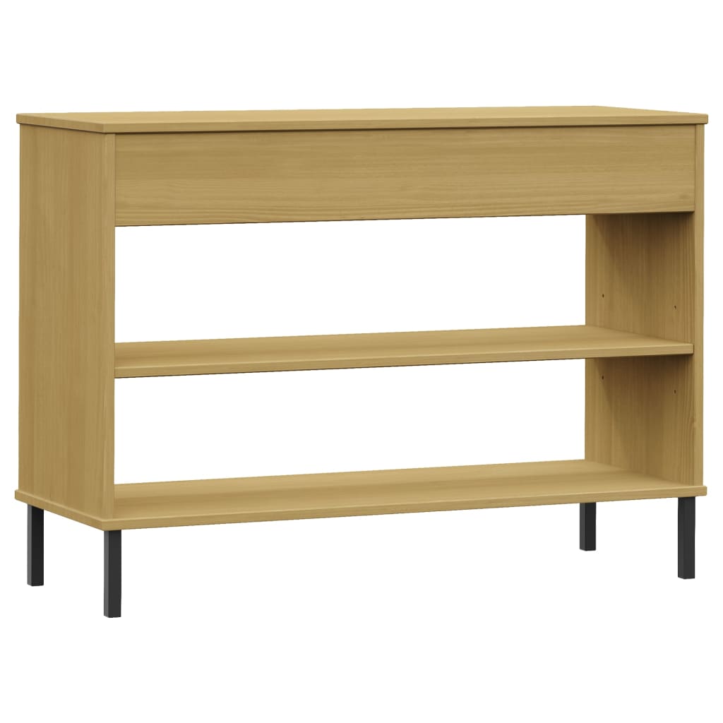 Console Cabinet With Metal Legs Solid Wood Pine Oslo