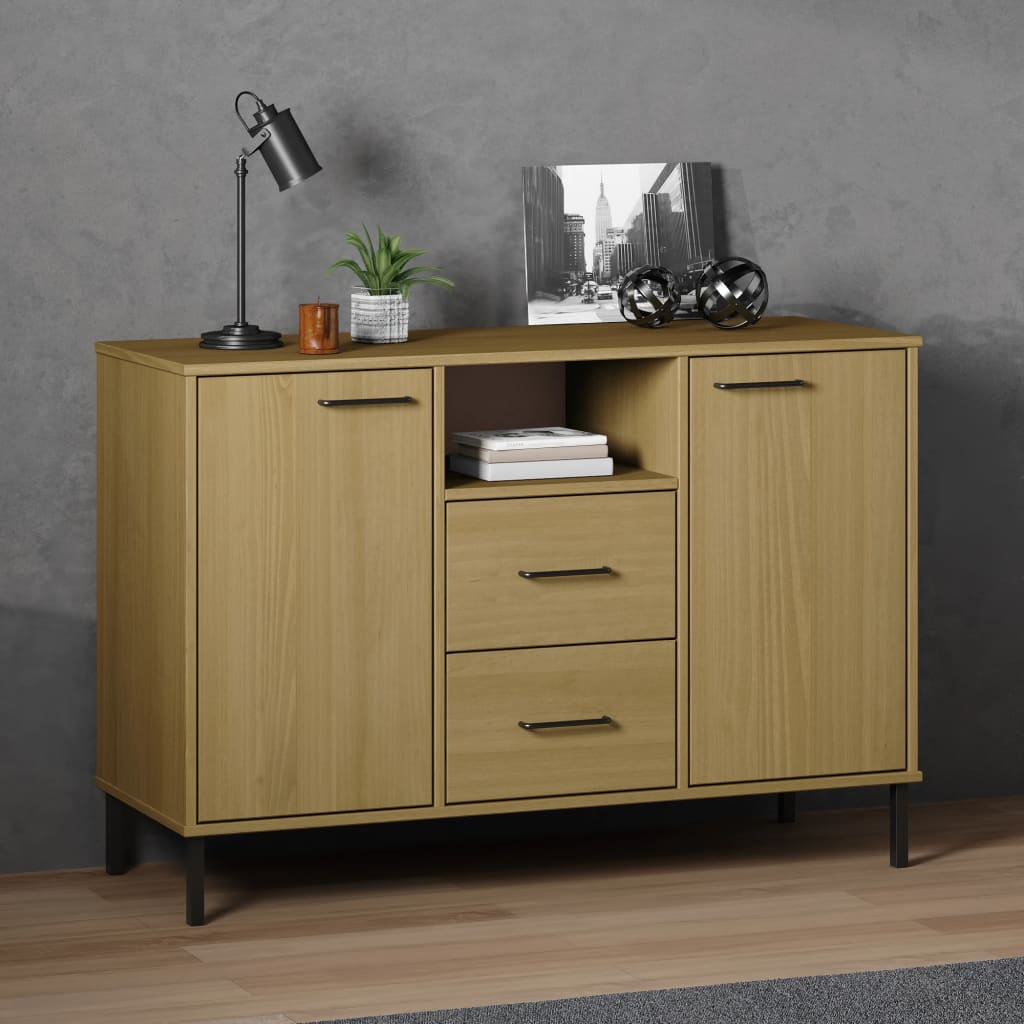 Sideboard With Metal Legs 44.5&quot;X15.7&quot;X30.3&quot; Solid Wood Oslo