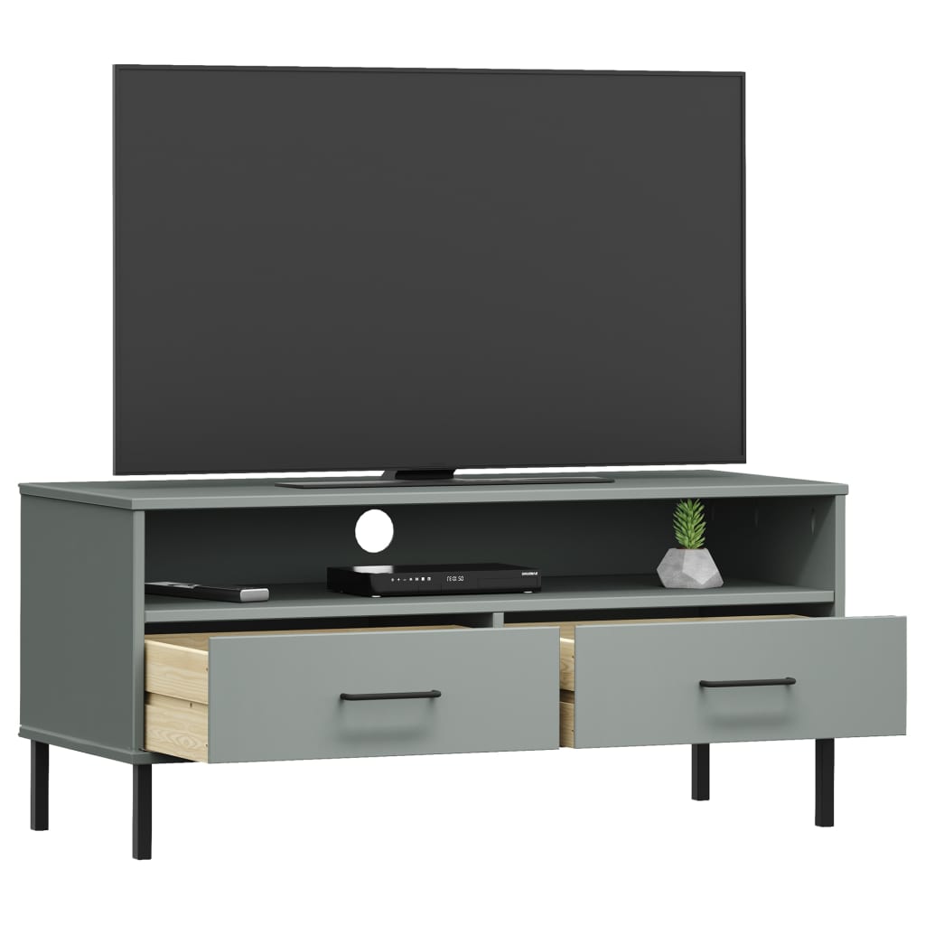 Tv Stand With Metal Legs Solid Wood Pine Oslo