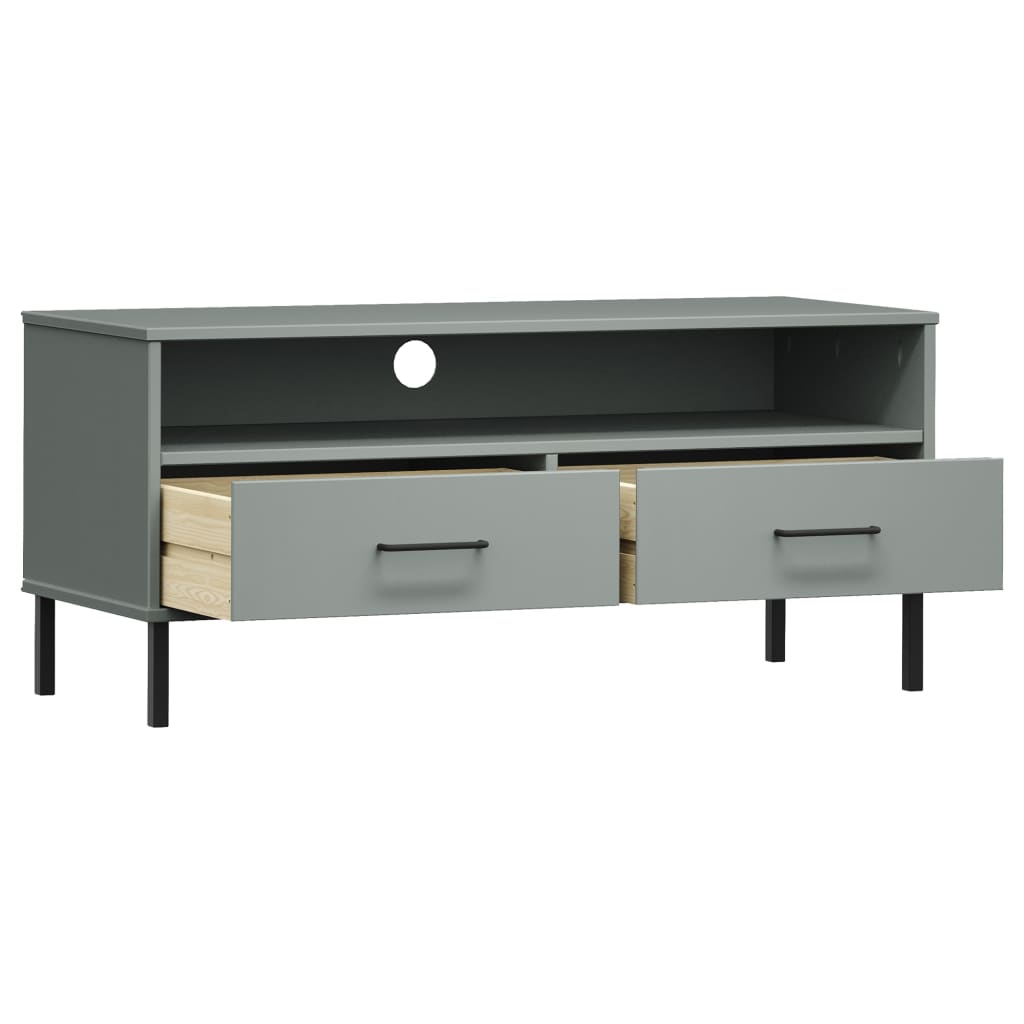 Tv Stand With Metal Legs Solid Wood Pine Oslo