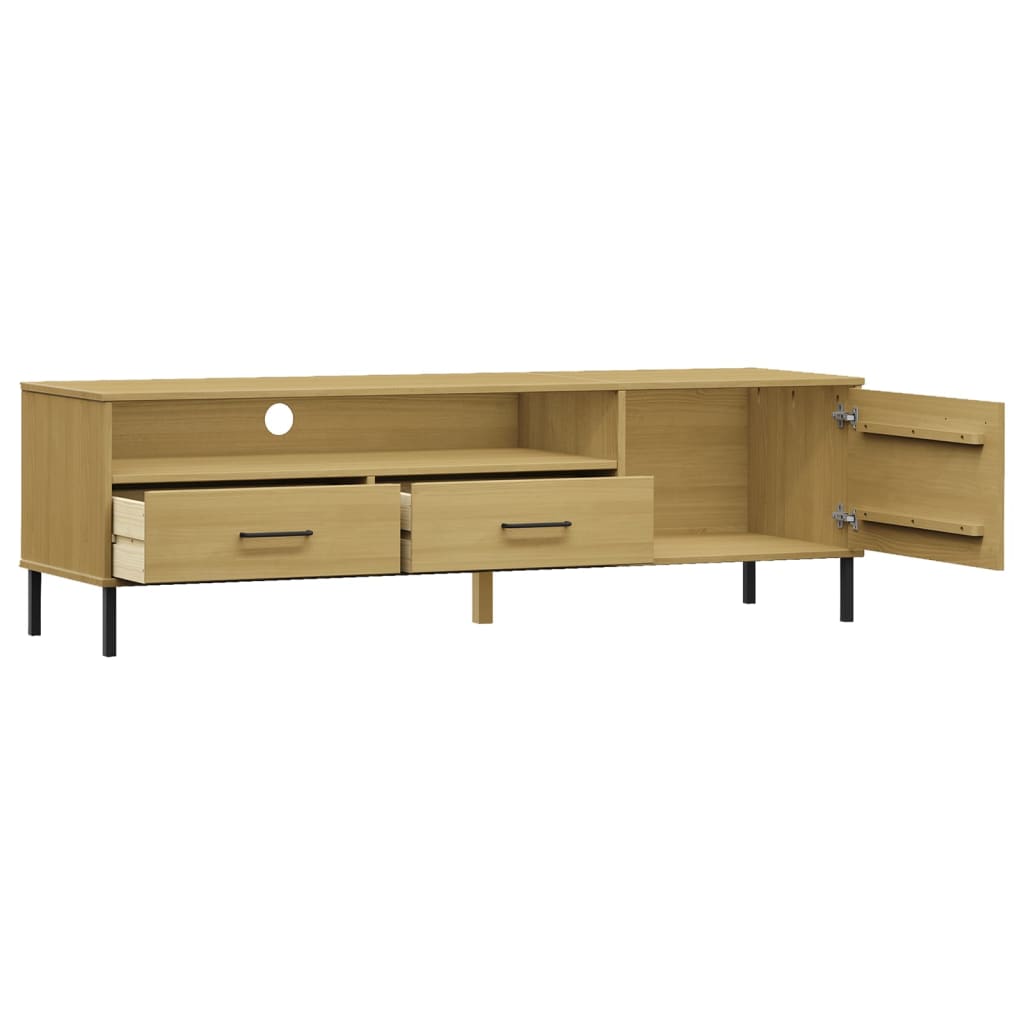 Tv Stand With Metal Legs Solid Wood Pine Oslo