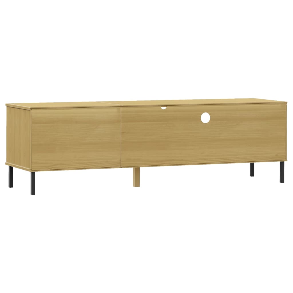 Tv Stand With Metal Legs Solid Wood Pine Oslo