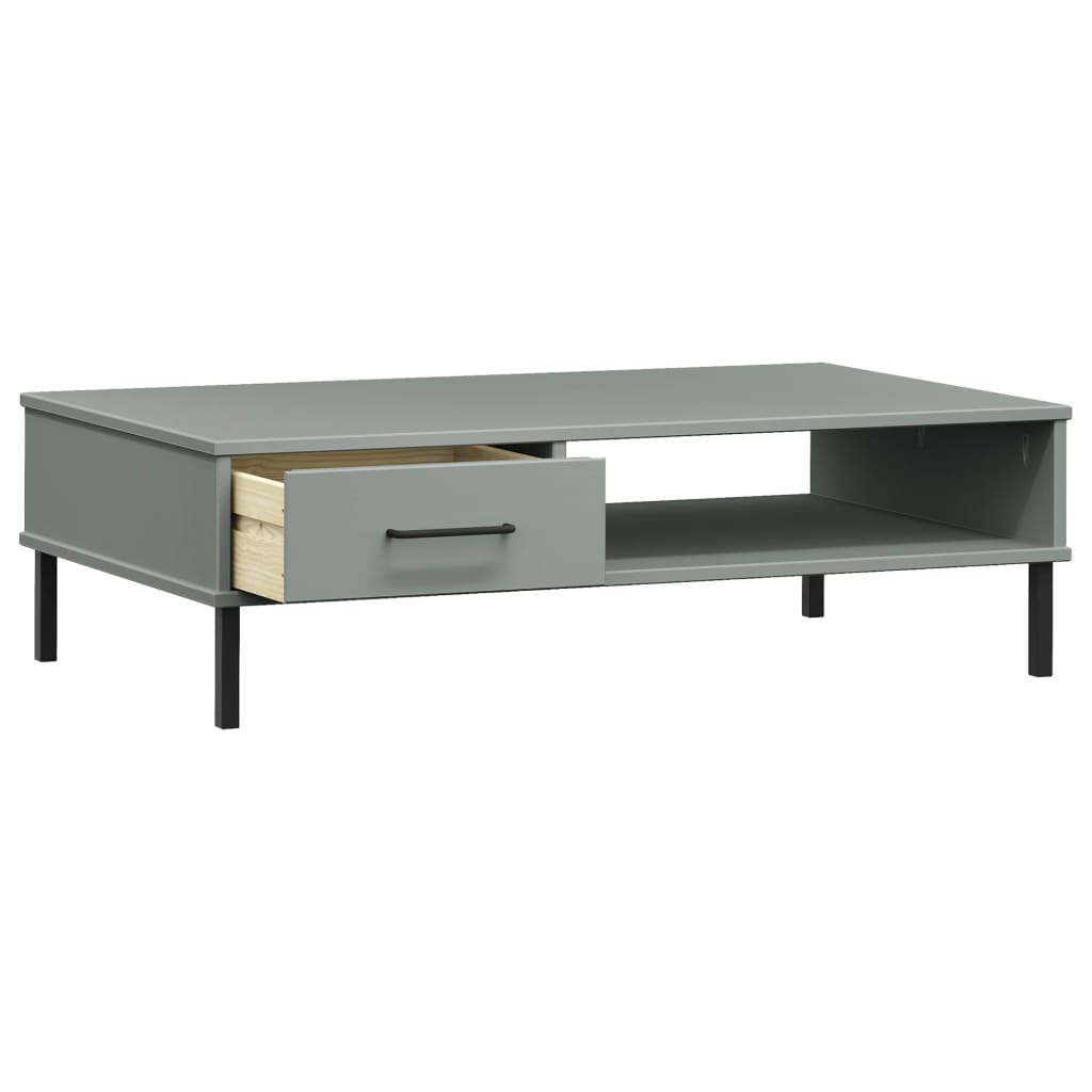 Coffee Table With Metal Legs Solid Wood Pine Oslo