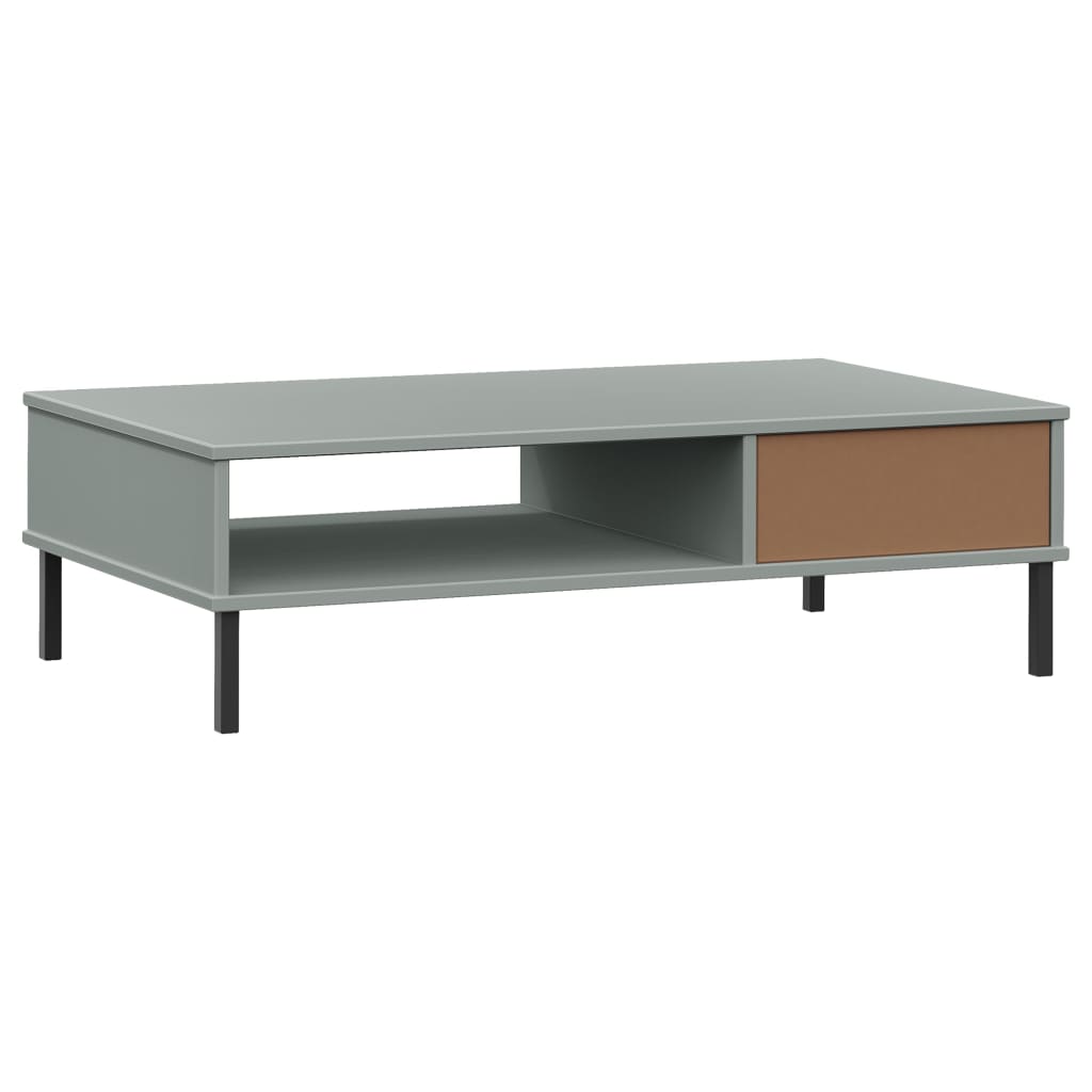 Coffee Table With Metal Legs Solid Wood Pine Oslo