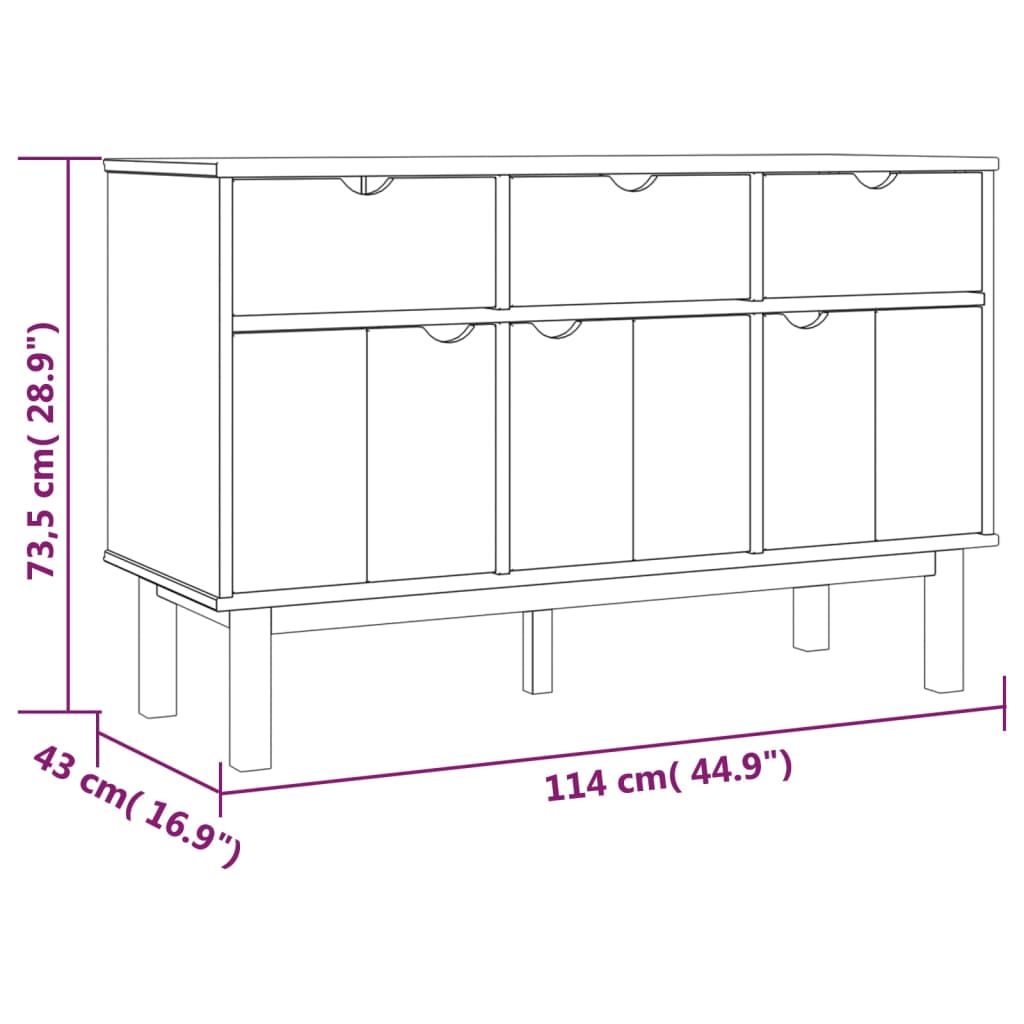 Sideboard Otta 44.9&quot;X16.9&quot;X28.9&quot; Solid Wood Pine