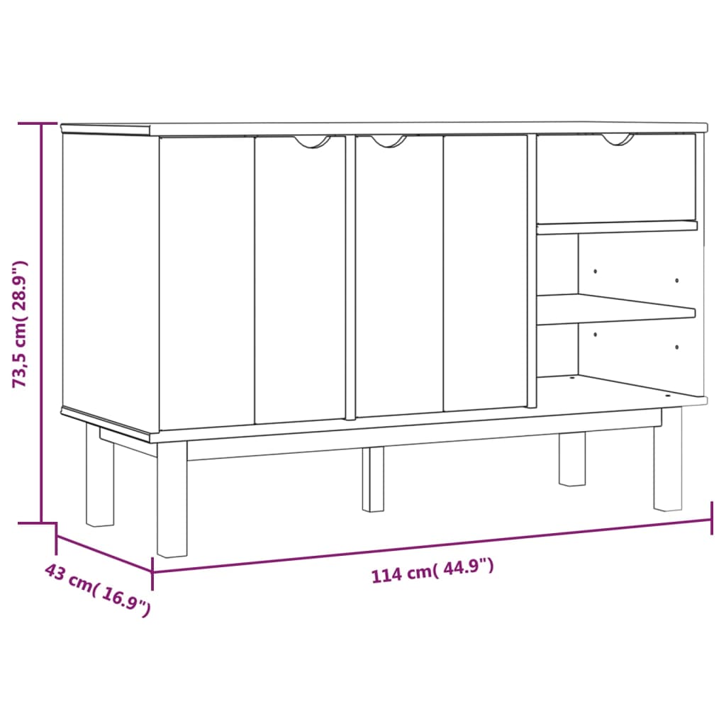 Sideboard Otta 44.9&quot;X16.9&quot;X28.9&quot; Solid Wood Pine