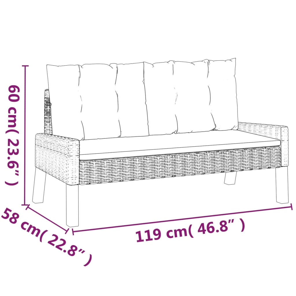 4 Piece Patio Lounge Set With Cushions Poly Rattan And Solid Wood