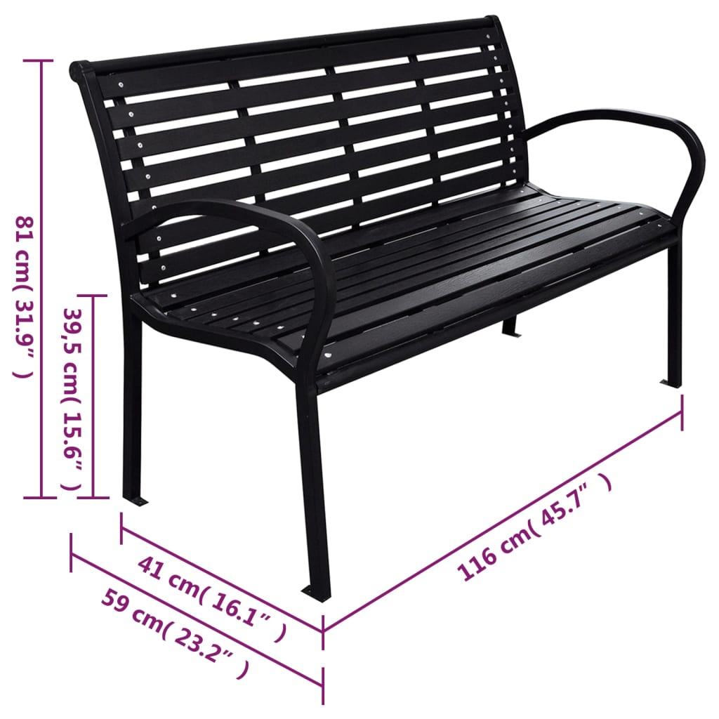 Patio Bench 45.7&quot; Steel And Wpc