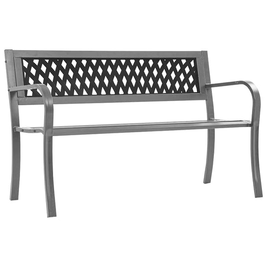 Patio Bench Black Steel