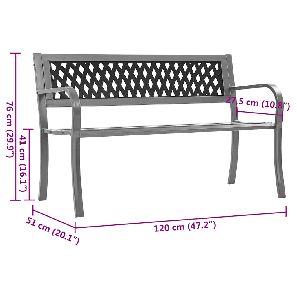 Patio Bench Black Steel