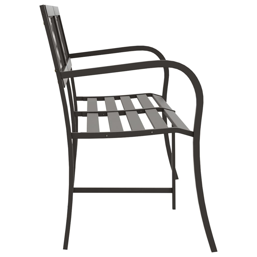 Twin Patio Bench Black Steel