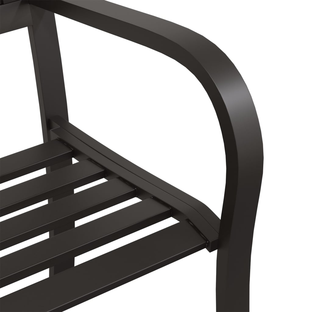 Twin Patio Bench Black Steel