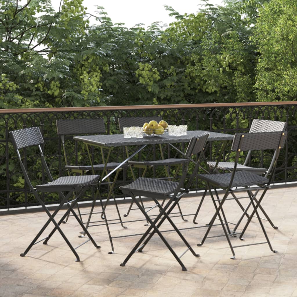 Folding Bistro Chairs 2 Pcs Poly Rattan And Steel