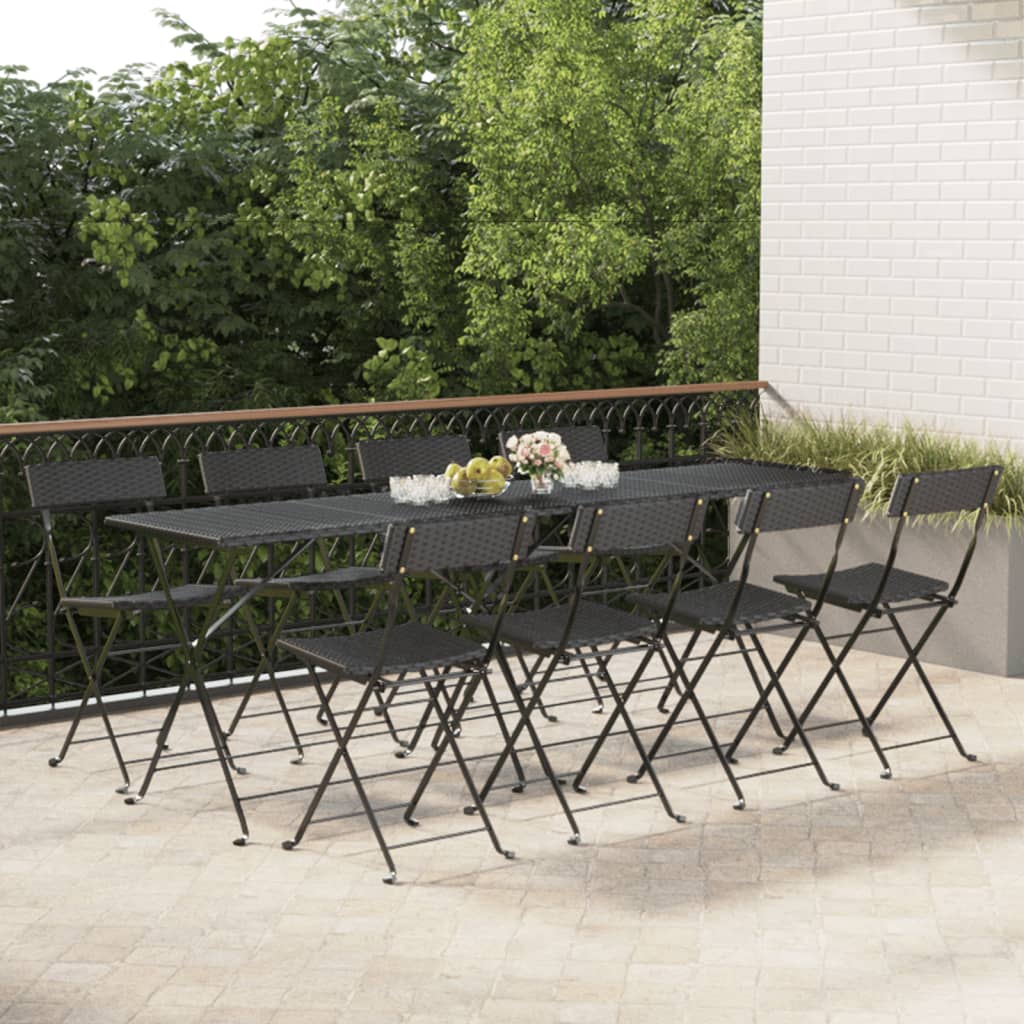 Folding Bistro Chairs 2 Pcs Poly Rattan And Steel