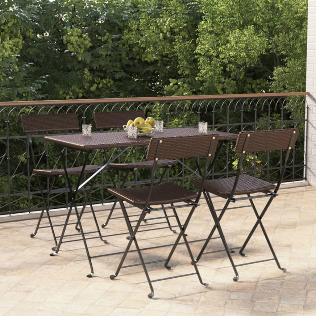 Folding Bistro Chairs 2 Pcs Poly Rattan And Steel