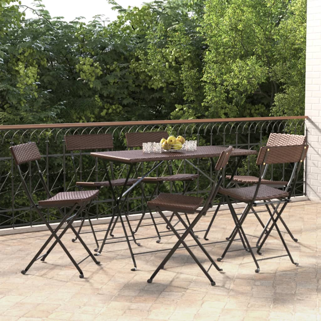 Folding Bistro Chairs 2 Pcs Poly Rattan And Steel