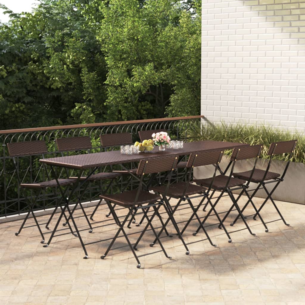 Folding Bistro Chairs 2 Pcs Poly Rattan And Steel