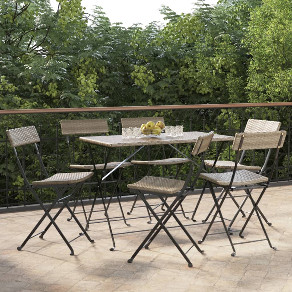 Folding Bistro Chairs 2 Pcs Poly Rattan And Steel