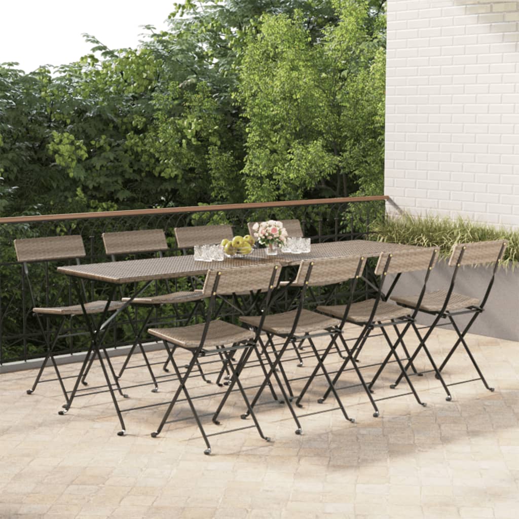 Folding Bistro Chairs 2 Pcs Poly Rattan And Steel