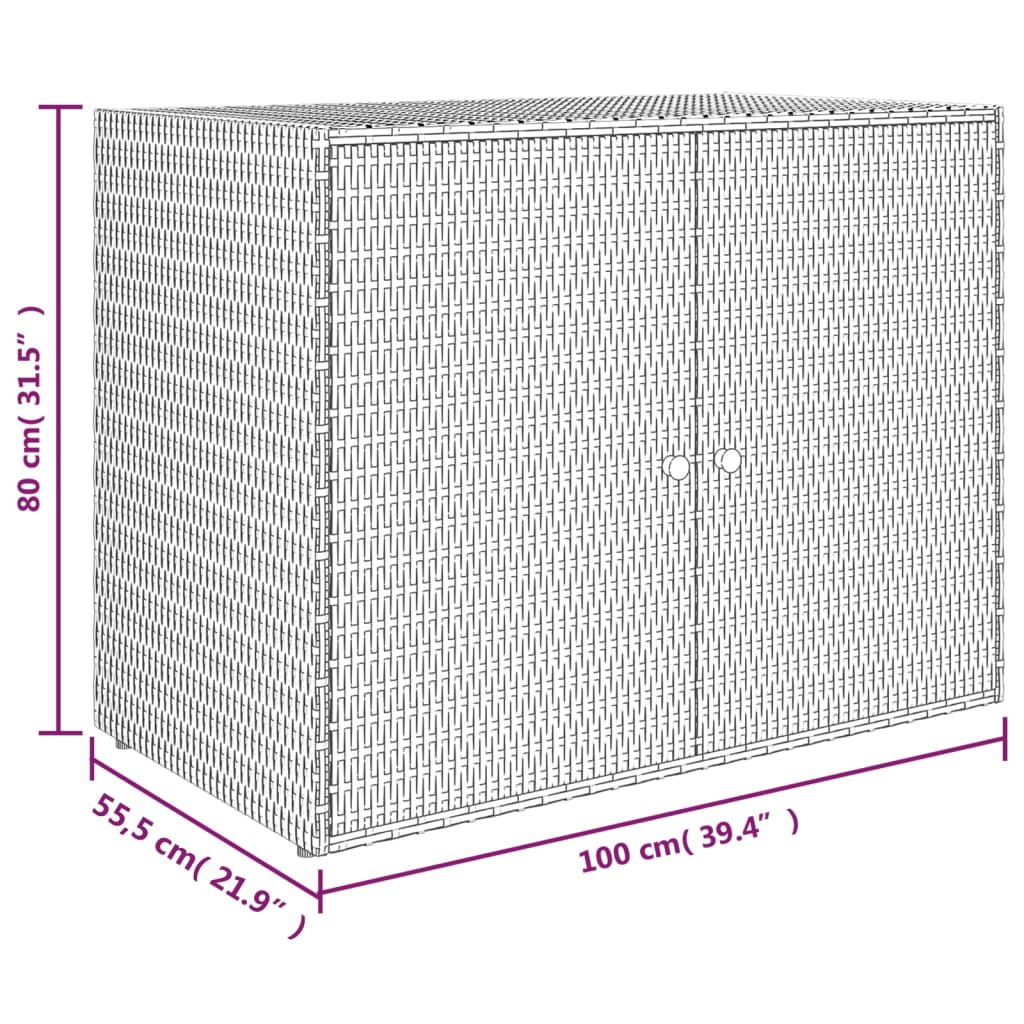 Garden Storage Cabinet 39.4&quot;X21.9&quot;X31.5&quot; Poly Rattan