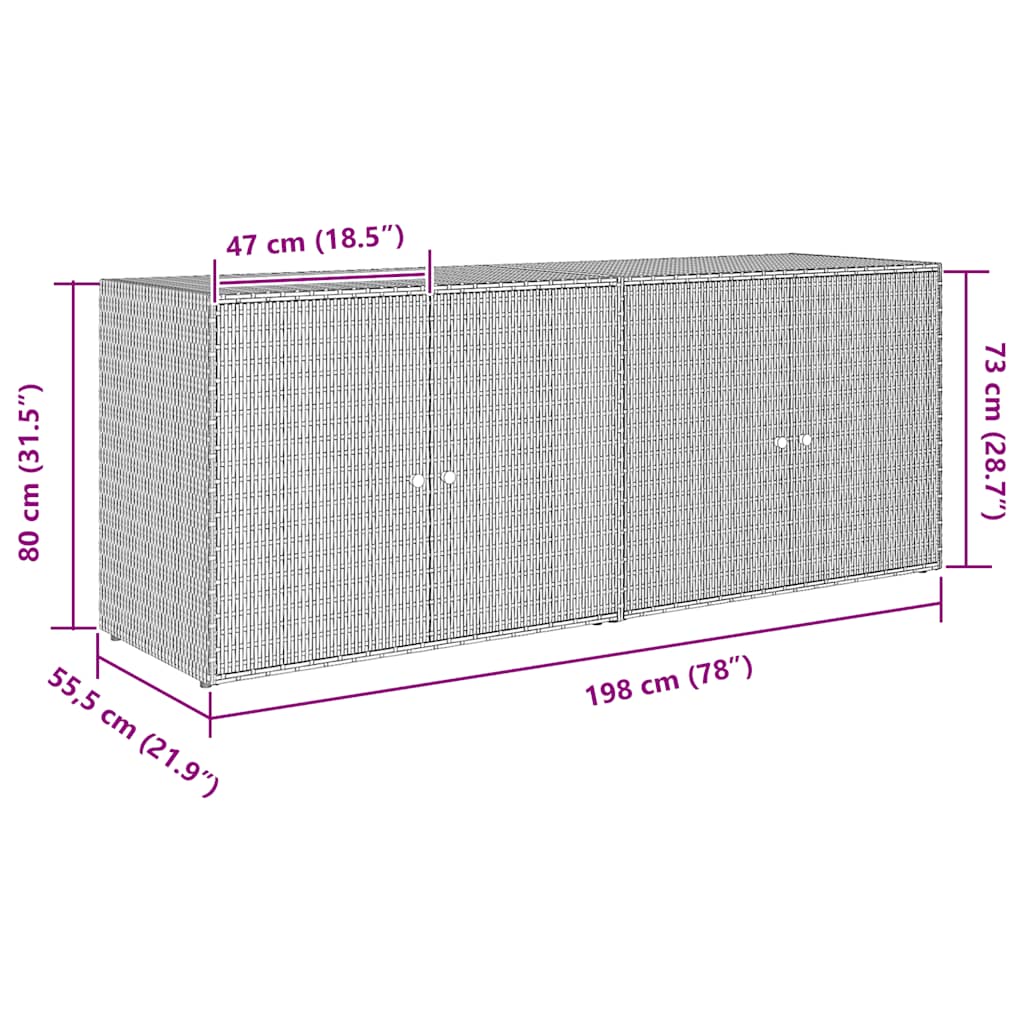 Garden Storage Cabinet 78&quot;X21.9&quot;X31.5&quot; Poly Rattan