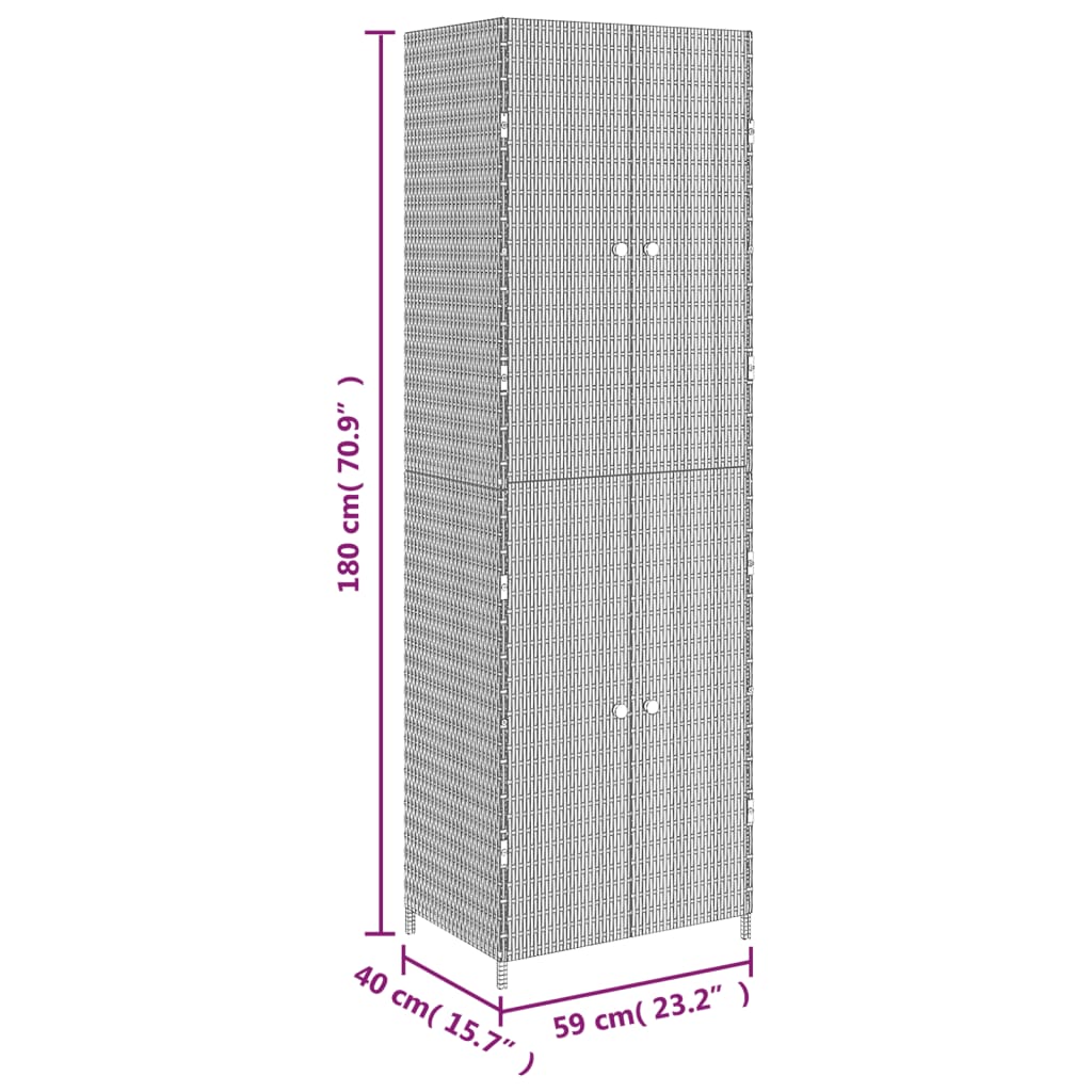 Garden Storage Cabinet 23.2&quot;X15.7&quot;X70.9&quot; Poly Rattan