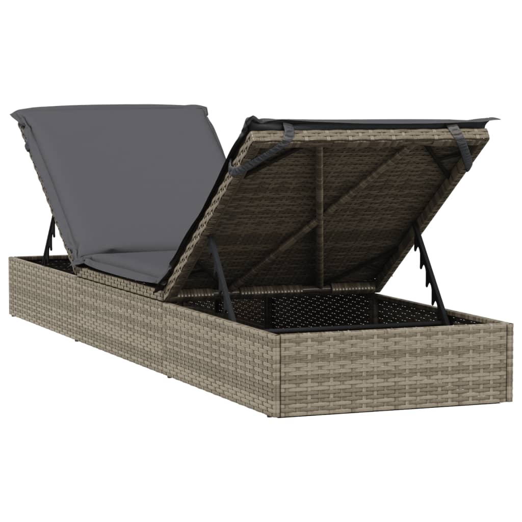 Sunbeds 2 Pcs With Table Poly Rattan