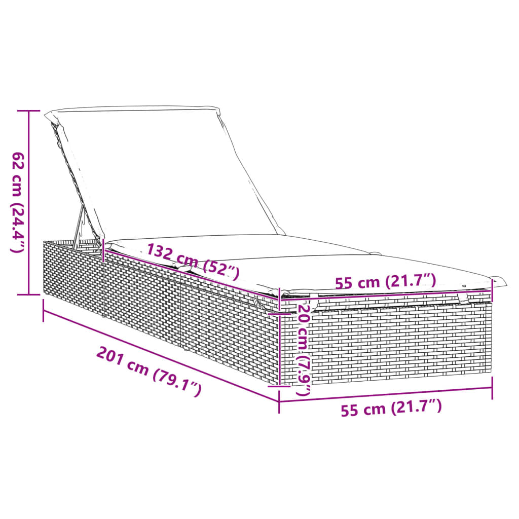 Sunbeds 2 Pcs With Table Poly Rattan