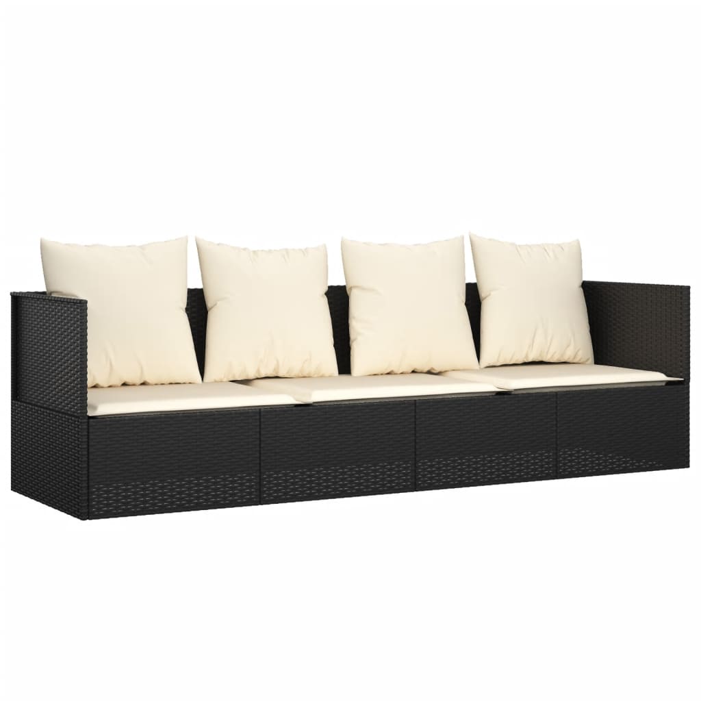 Patio Lounge Bed With Cushions Poly Rattan