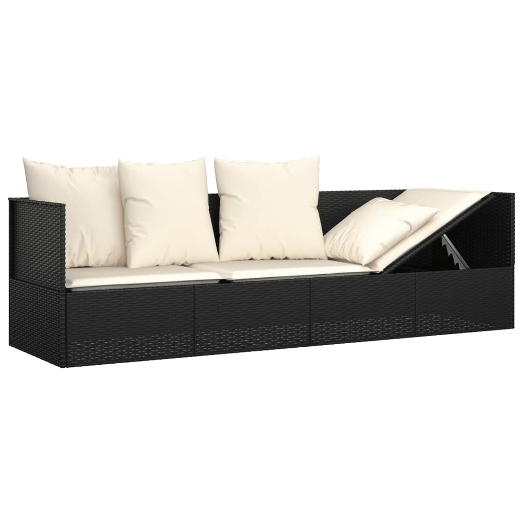 Patio Lounge Bed With Cushions Poly Rattan