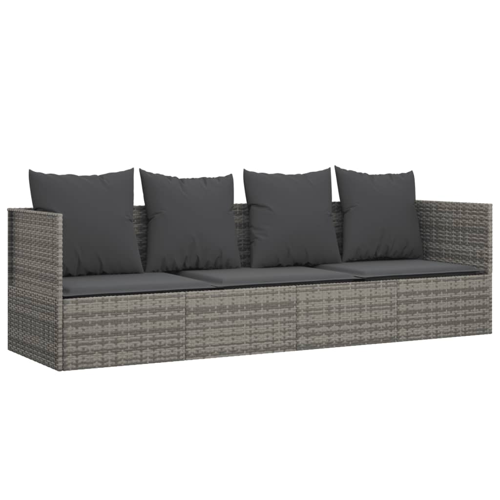 Patio Lounge Bed With Cushions Poly Rattan