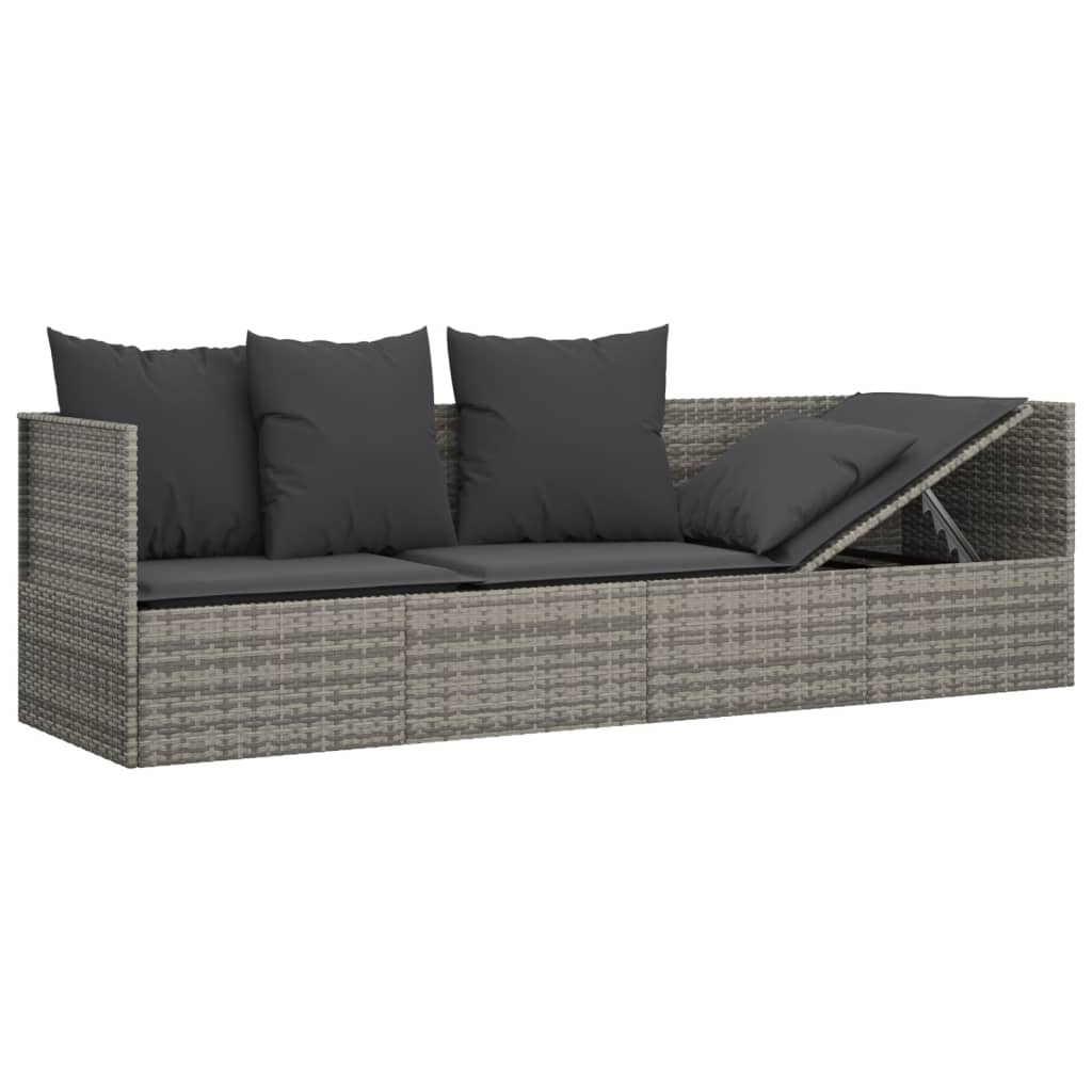 Patio Lounge Bed With Cushions Poly Rattan