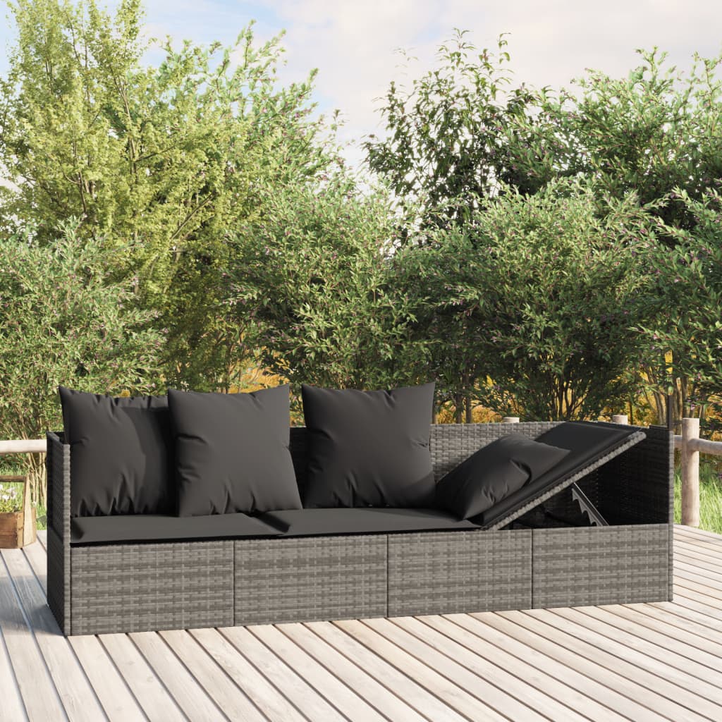 Patio Lounge Bed With Cushions Poly Rattan