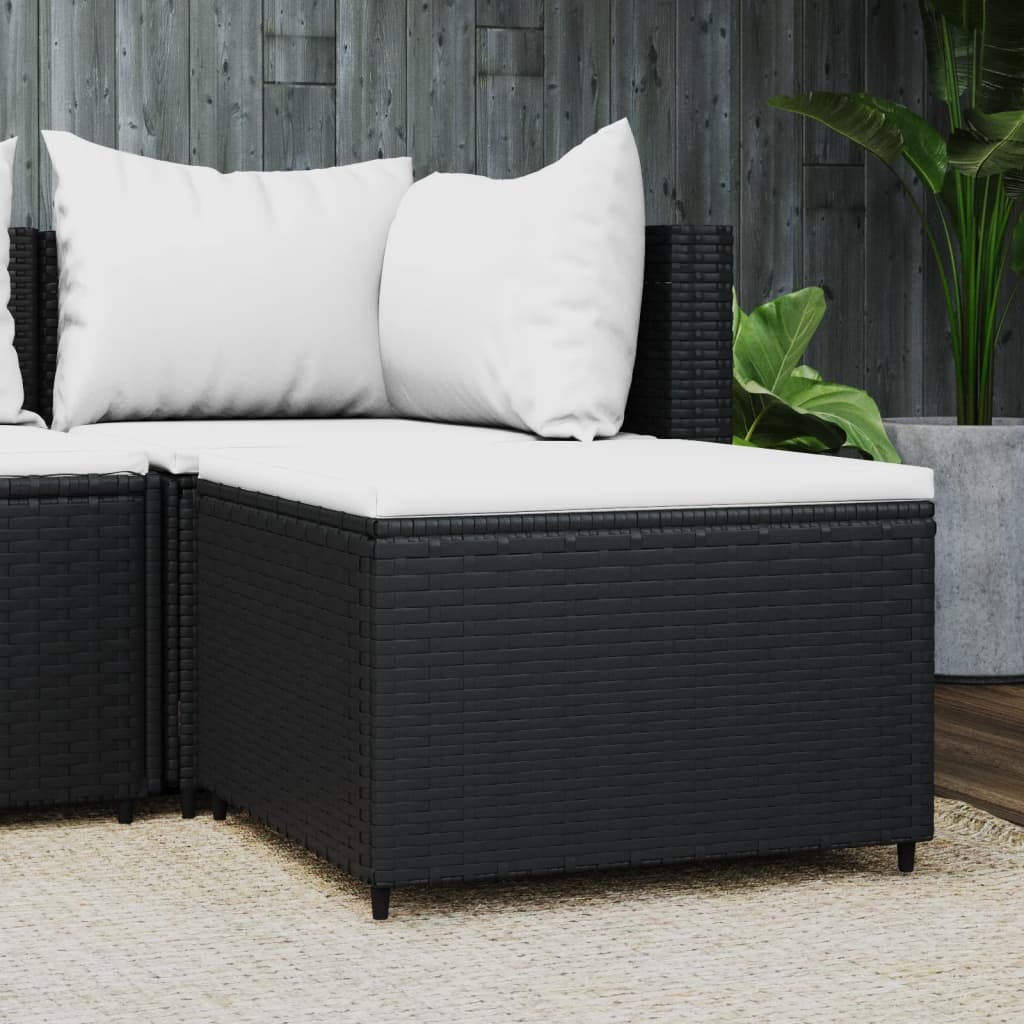 Patio Footrest With Cushion Poly Rattan